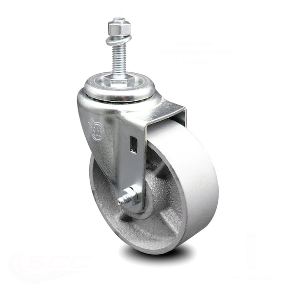 4 Inch Semi Steel Wheel Swivel 3/8 Inch Threaded Stem Caster